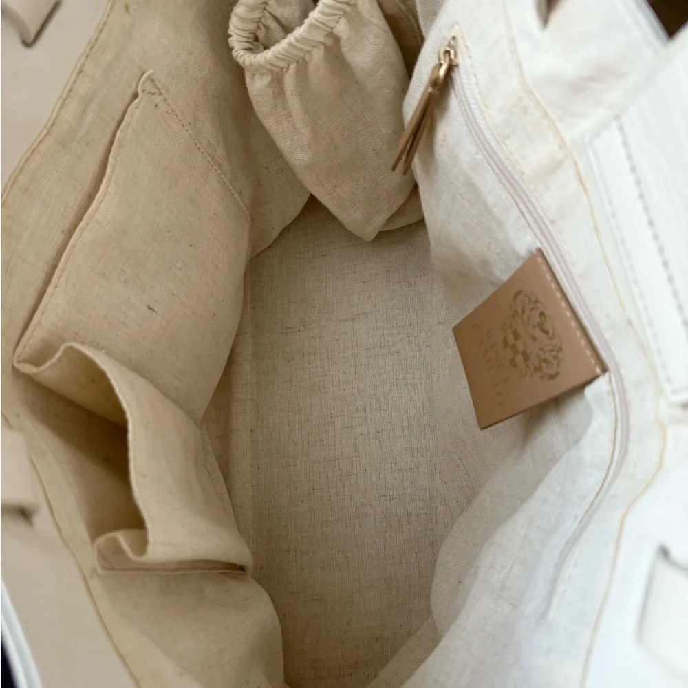 Vince Camuto Leather Creamy White Slone Tote Bag Purse
